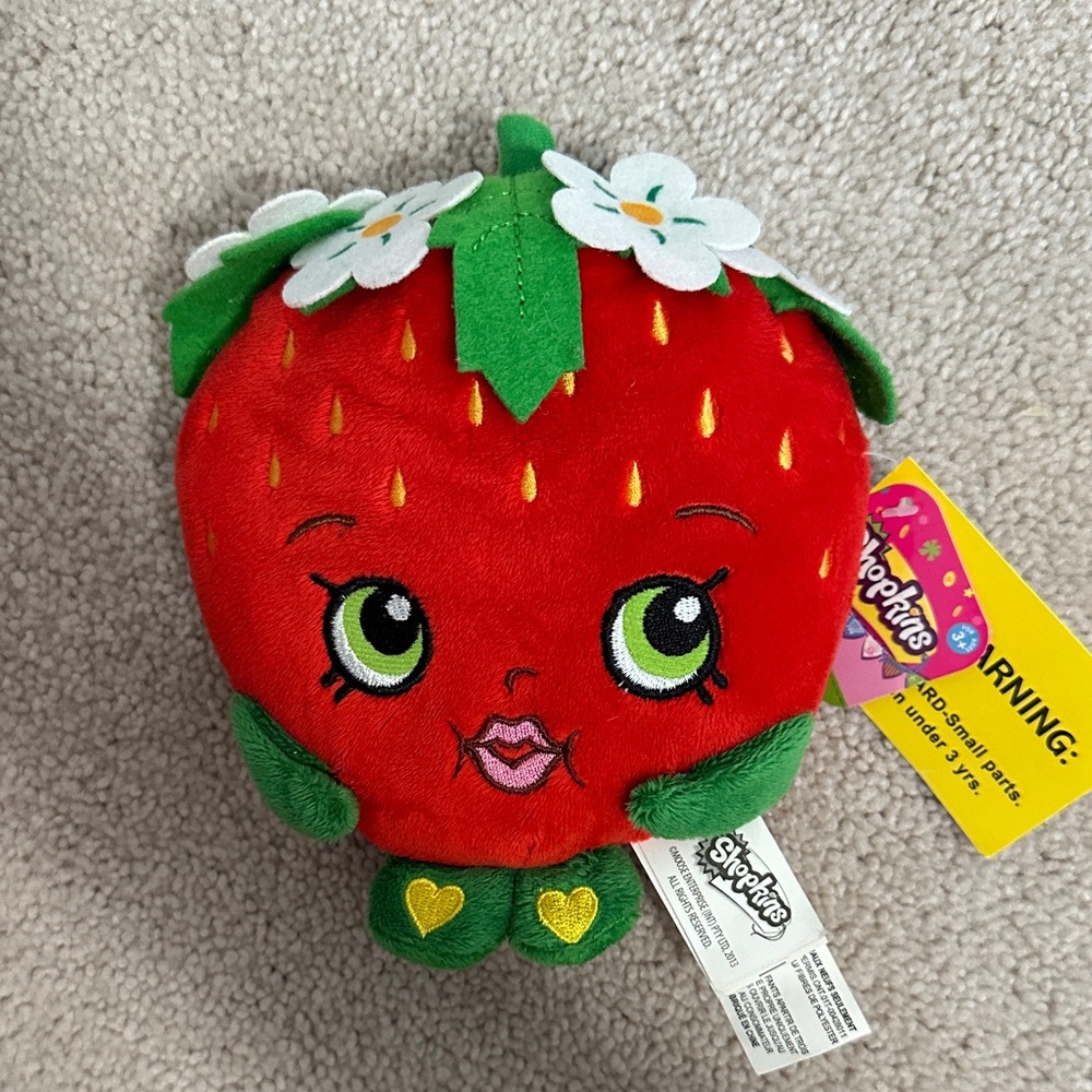 Shopkins Strawberry Plush with Green Leaves